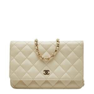 CHANEL Coco Mark Matelasse Shoulder Bag with Chain Wallet in White Caviar Ski...